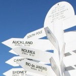 Sign post showing many name places