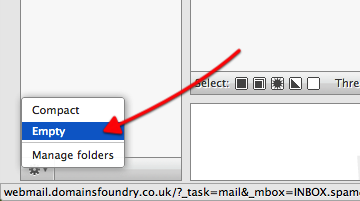 Image of Empty Folder button in DomainsFoundry Webmail