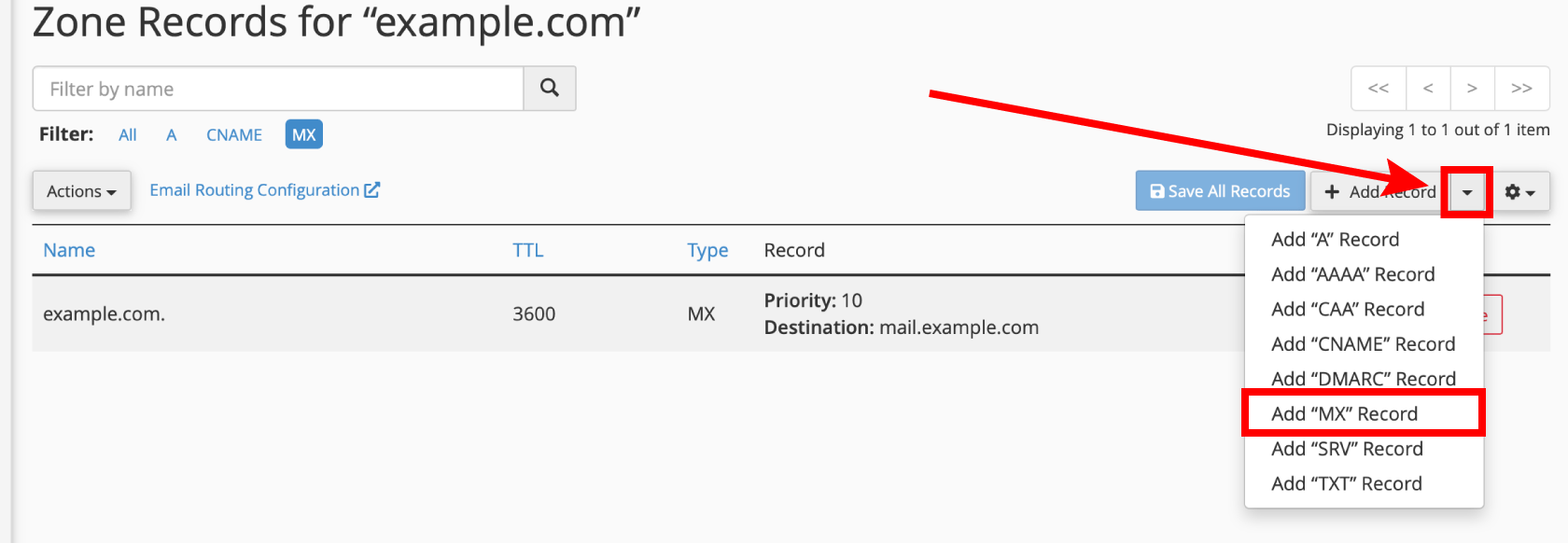 Add MX Record to Domain