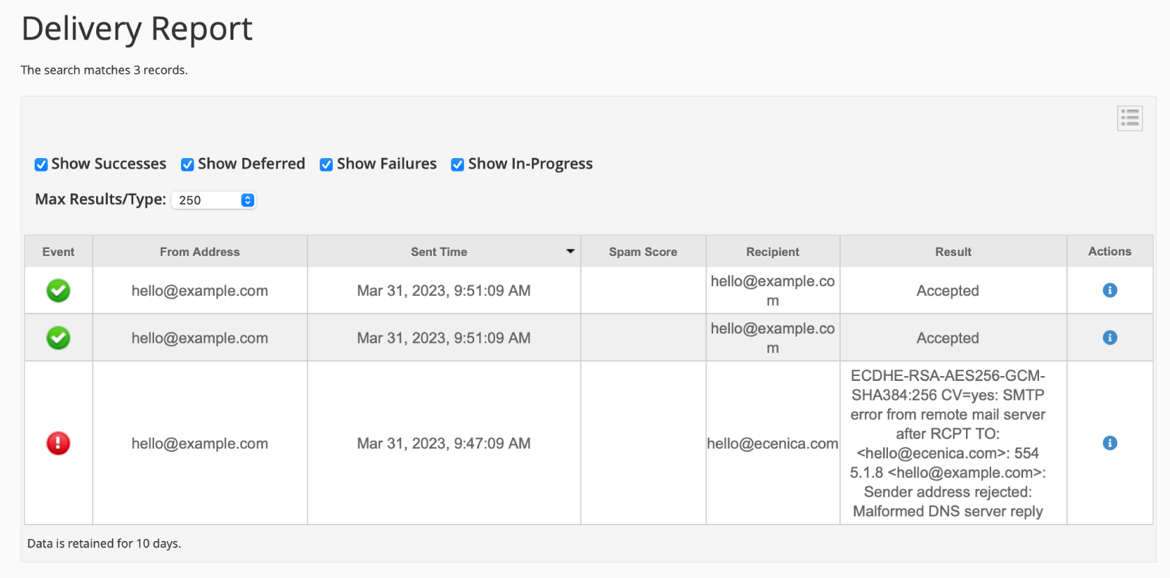 Track Delivery Email Report